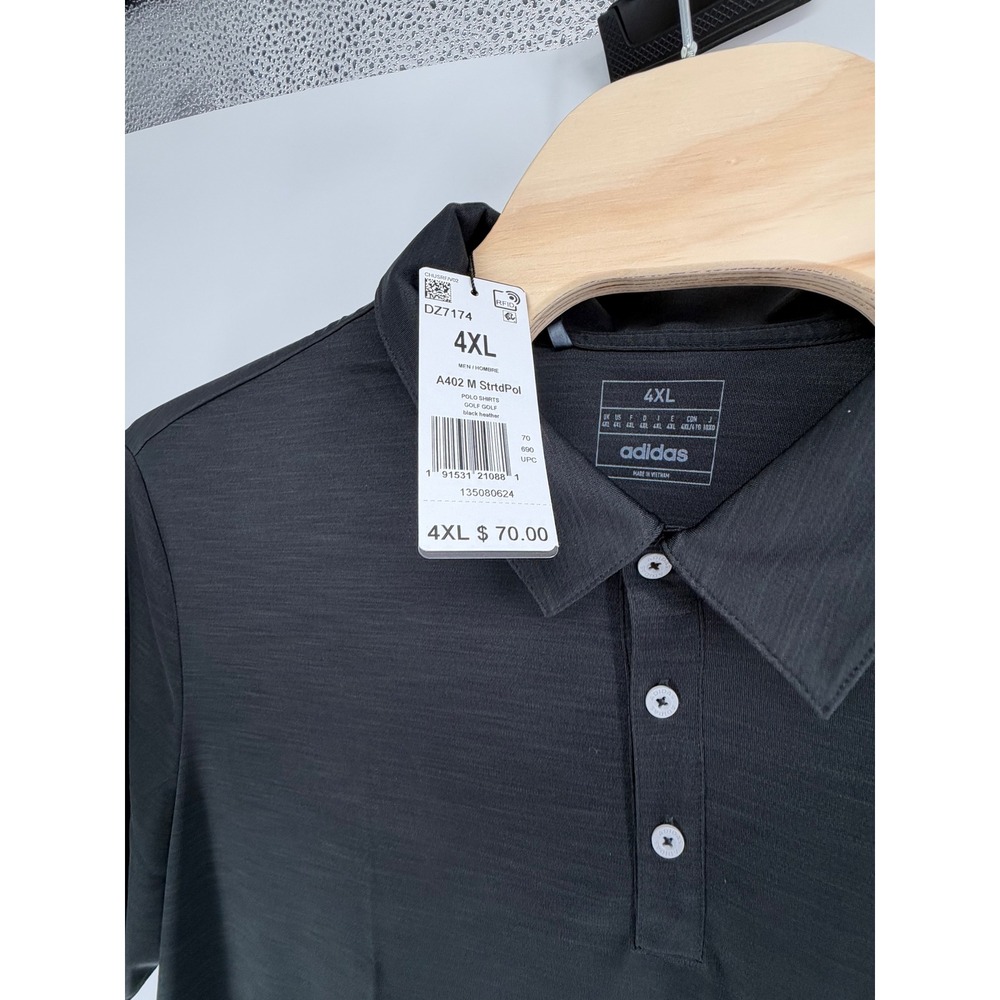 Lot of 2 Adidas Golf Polo Shirts Mens 4XL Black Navy Heather Stretch DZ7173 7174 - Picture 6 of 12